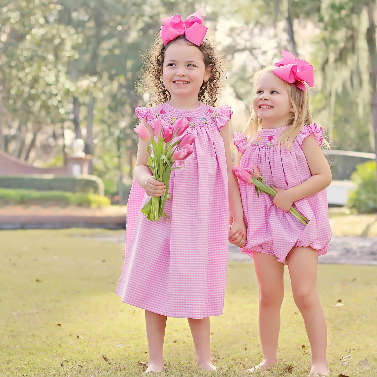 Tulip Season Pink Gingham Smocked Dress - Image 8