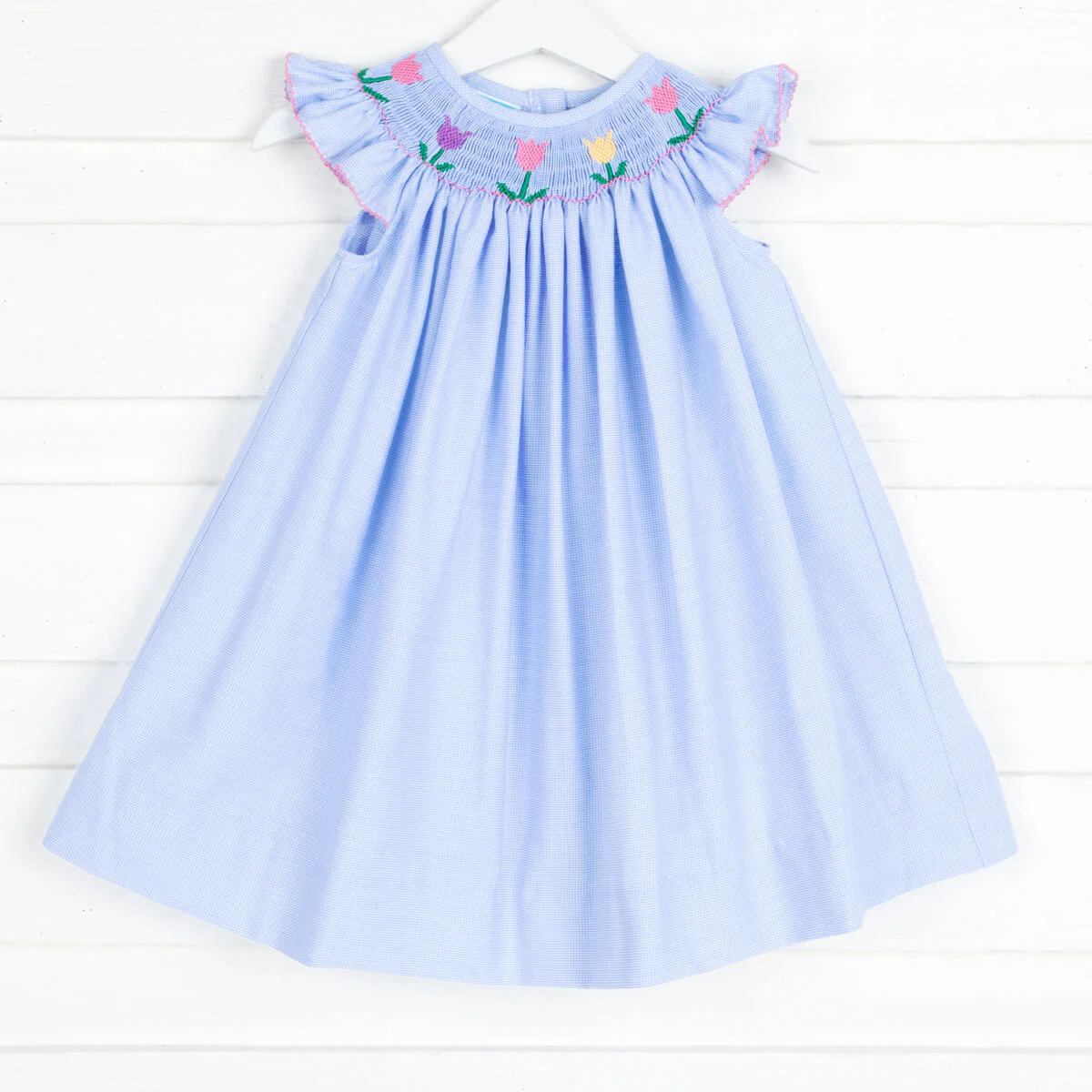 Tulip Smocked Light Blue Gingham Dress