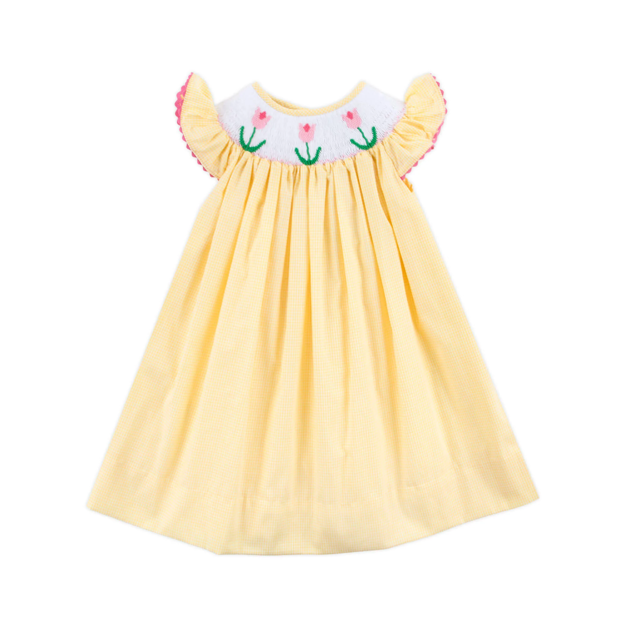 Tulip Smocked Yellow Mini Gingham Dress