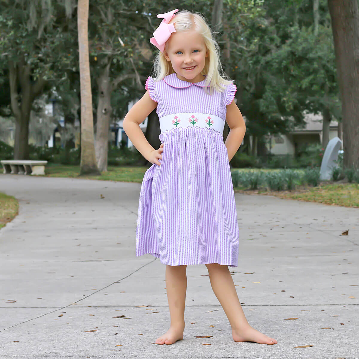 Tulips Smocked Lavender Dress
