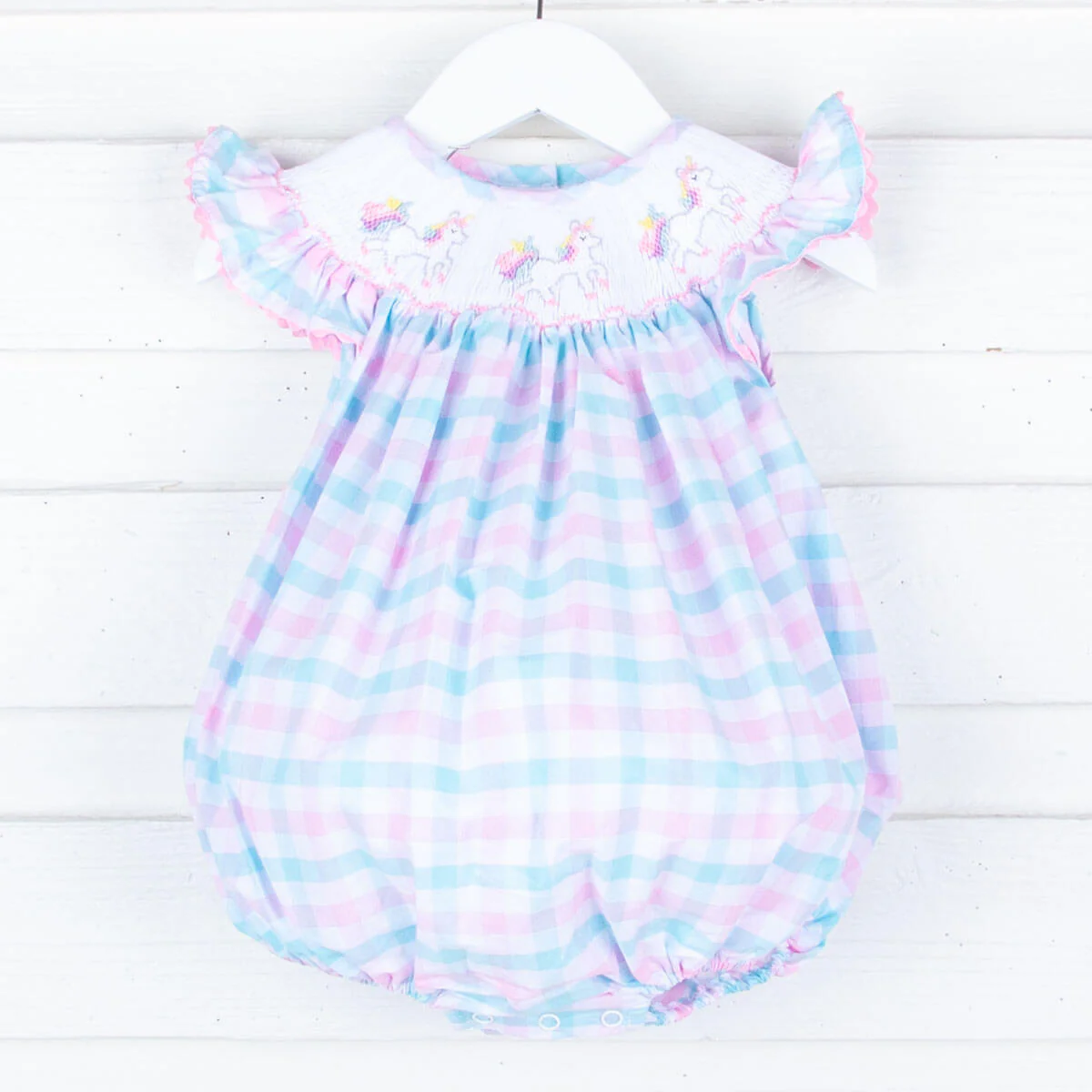 Unicorn Pink and Aqua Plaid Bubble
