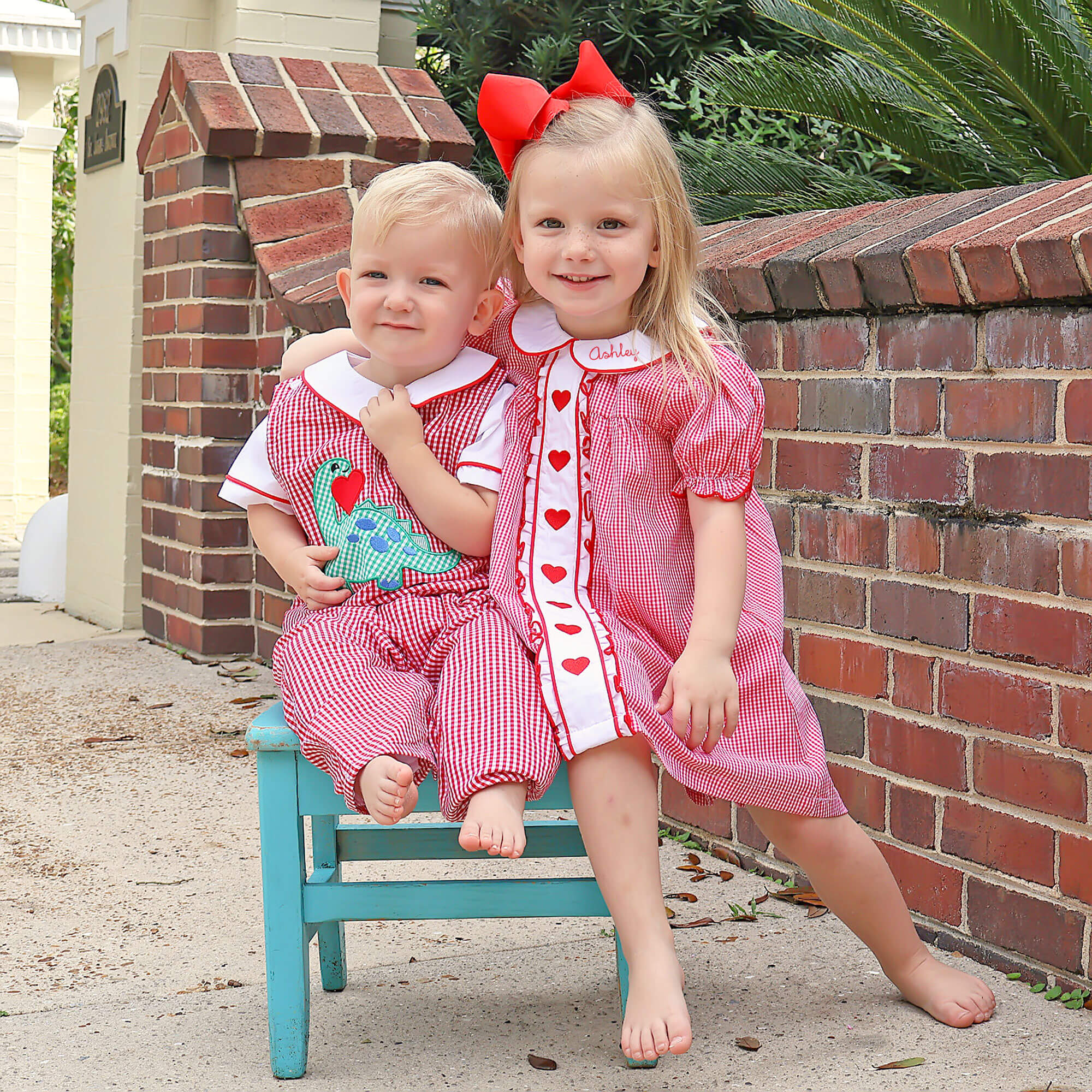 Valentine Dinosaur Red Gingham Longall - Image 3