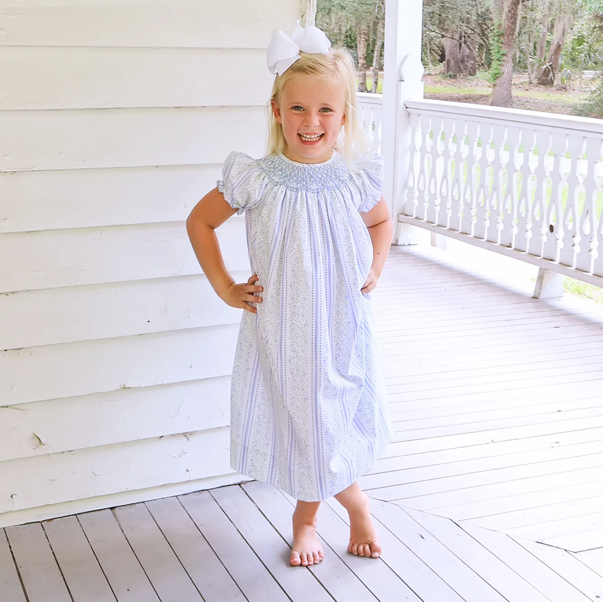 Watercolor Bloom Smocked Bishop Dress