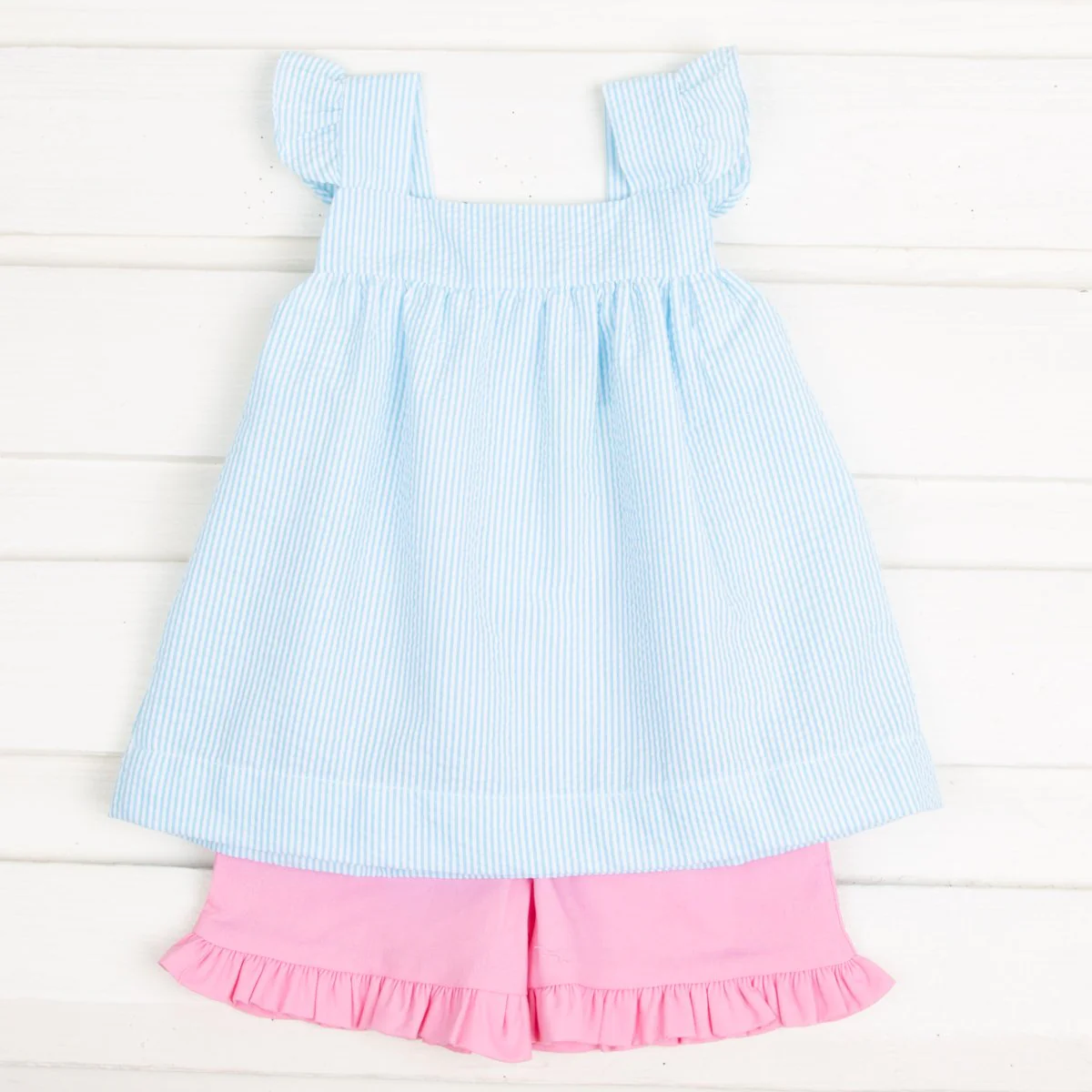 Waterfall Amy Short Set Turquoise Stripe Seersucker