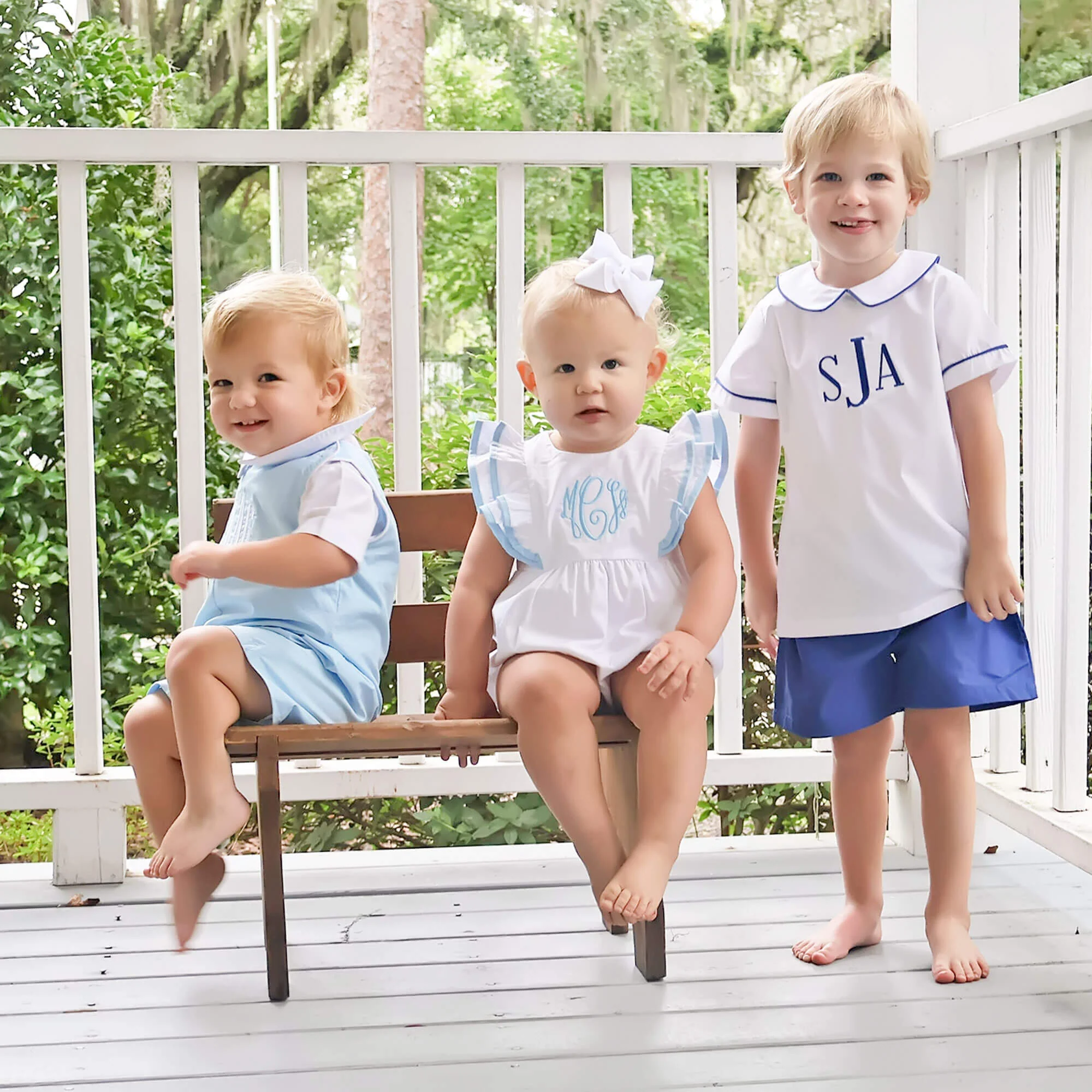 White And Royal Blue Collared Short Set - Image 5
