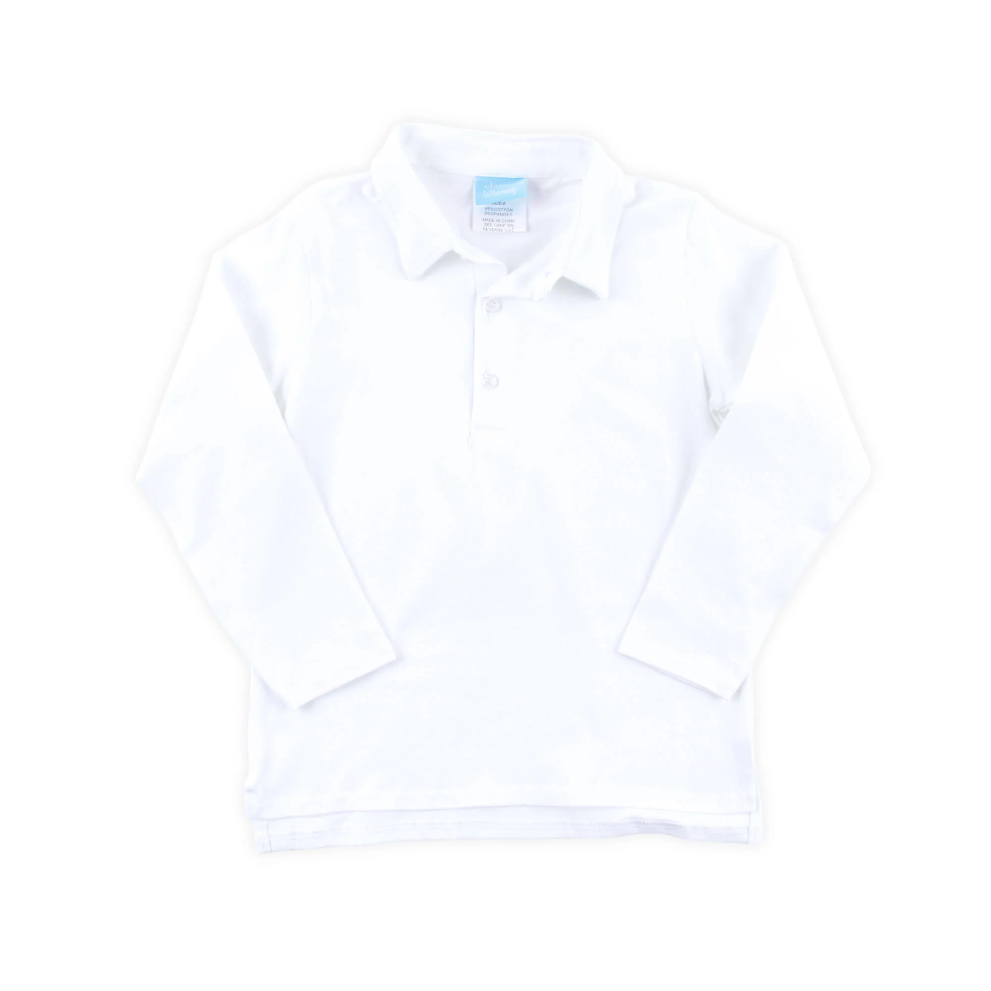 White Long Sleeve Polo Shirt - Image 2