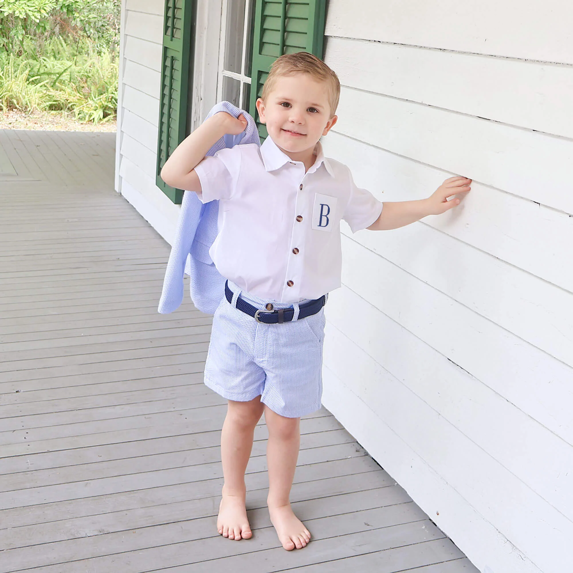 White Short Sleeve Button Down Shirt - Image 3