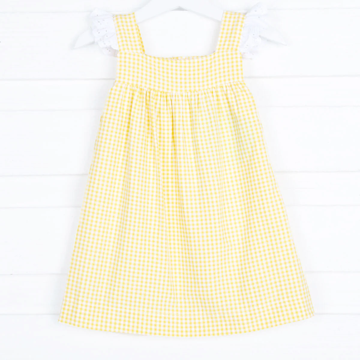 Yellow Gingham Eyelet Amy Dress