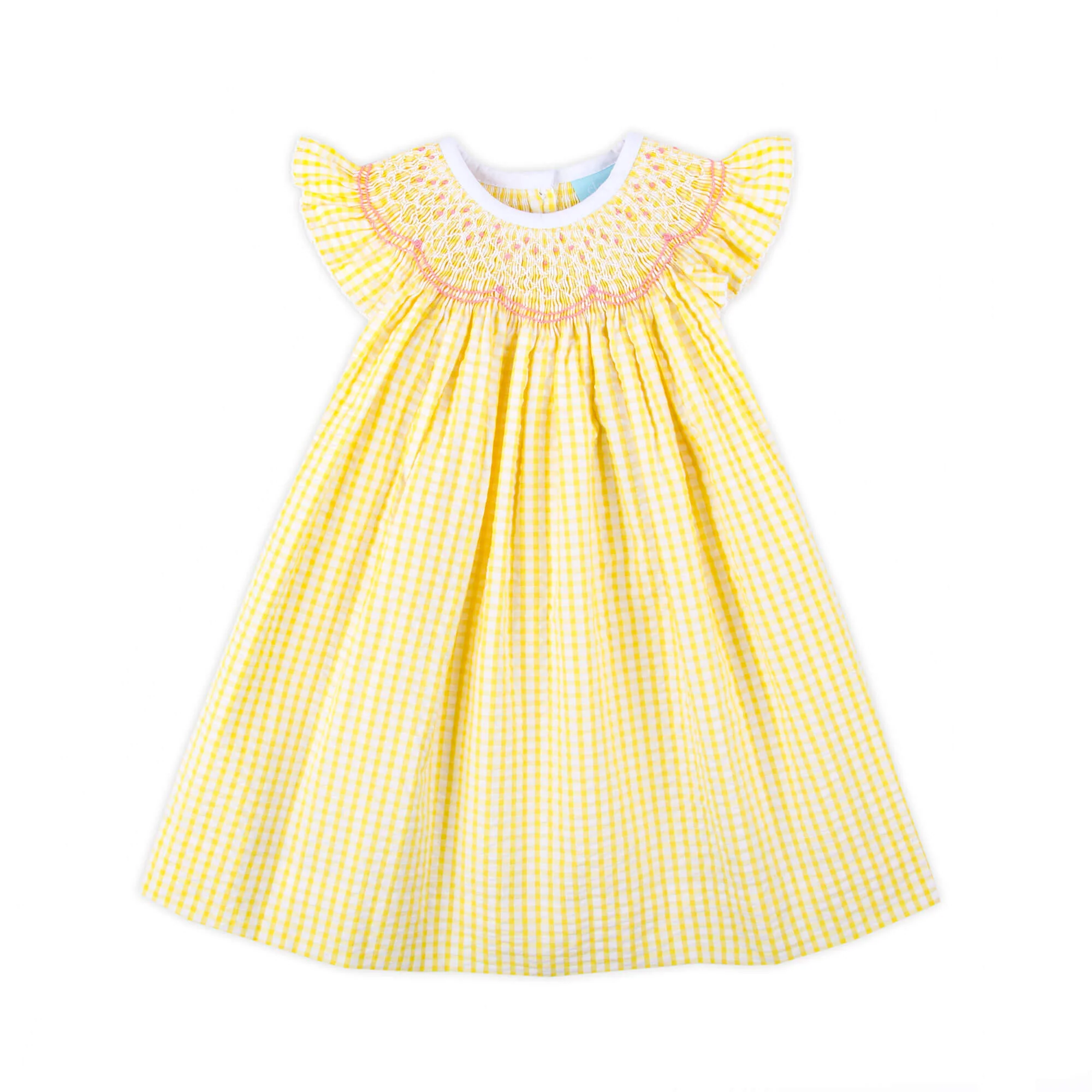 Buttercup Yellow Seersucker Smocked Dress