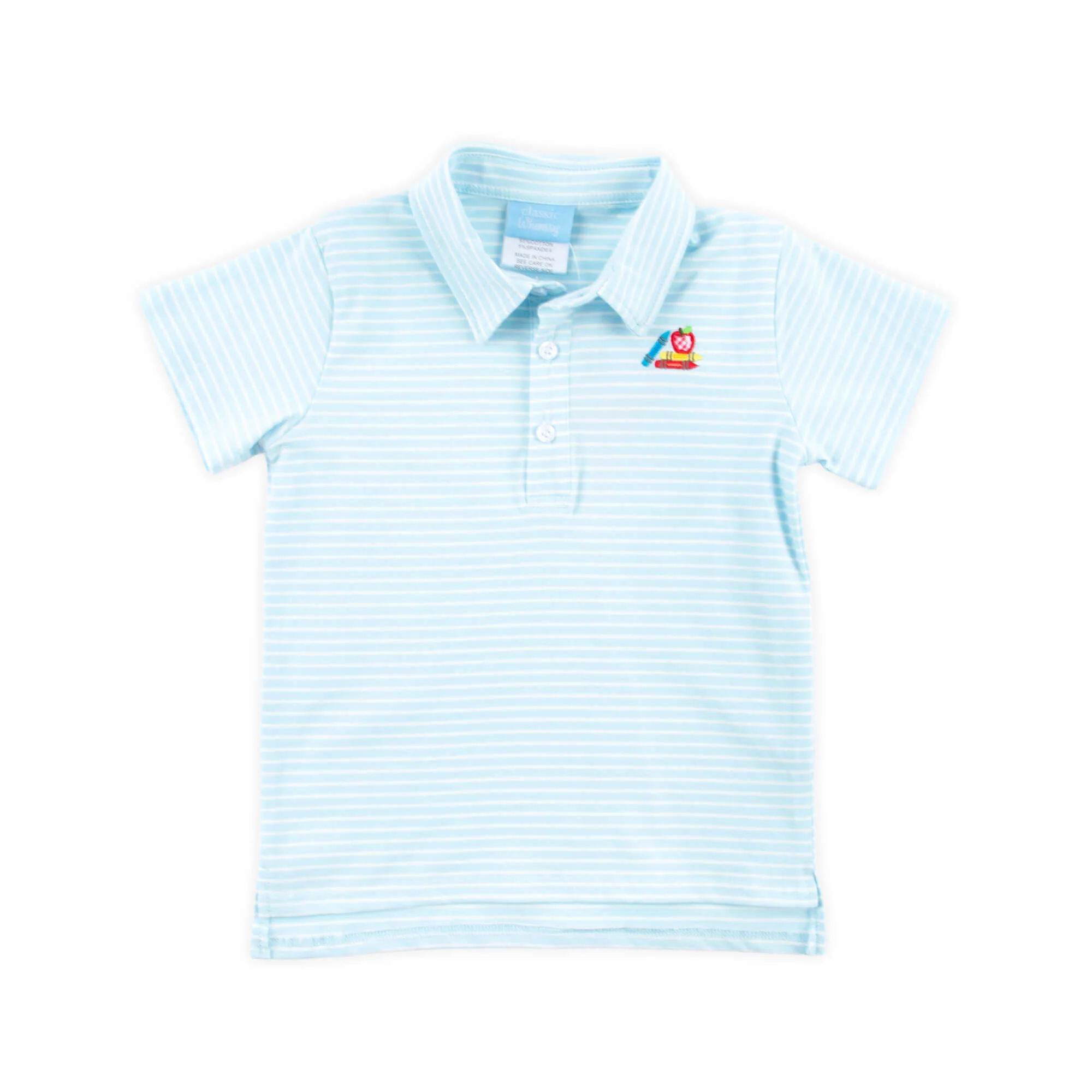 Bright Crayons Light Blue Stripe Polo - Image 3